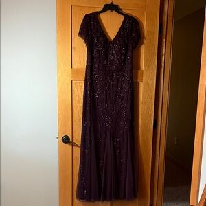 Adrianna Papell Platinum Formal Dress Size 16 in Plum Color.